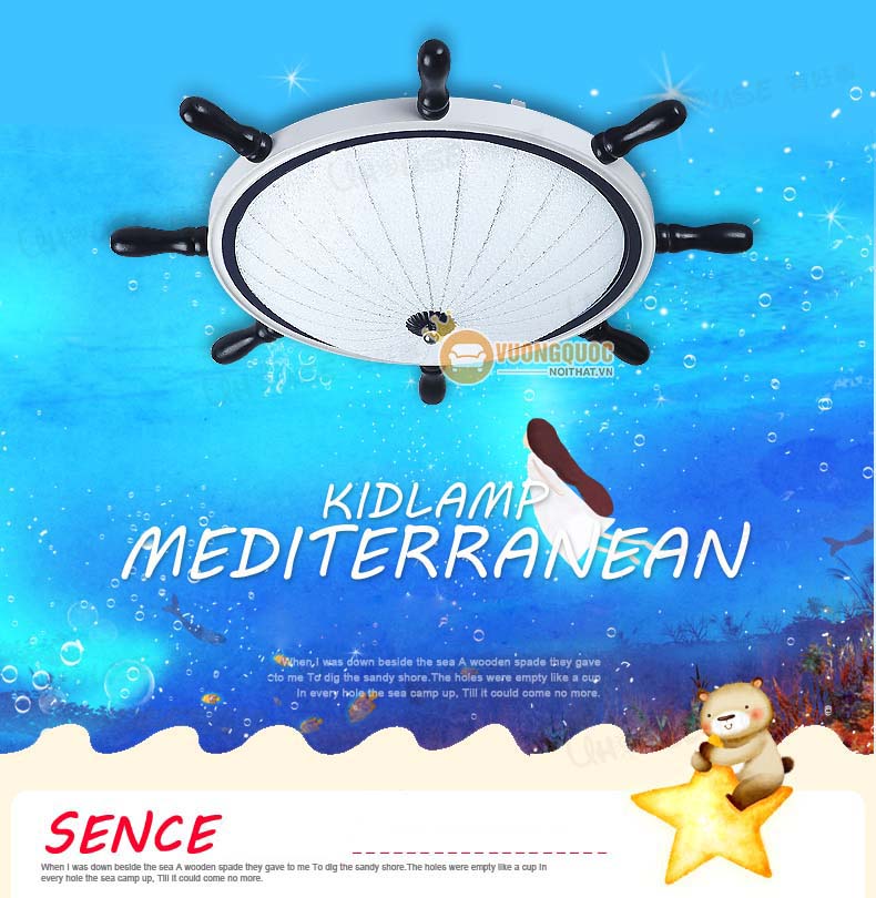 Đèn ốp trần trẻ em hình bánh lái tàu UHS109-1